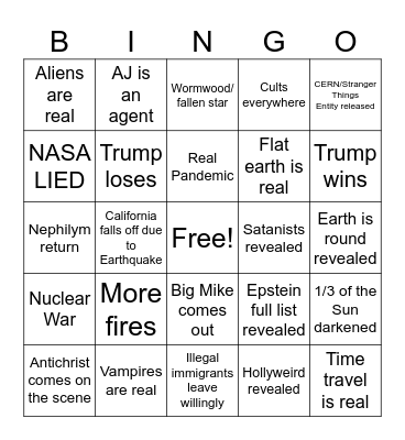 2024 Predictions Bingo Card