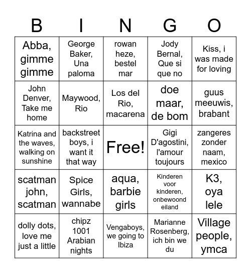 Nieuwjaars Borrel Bingo Card