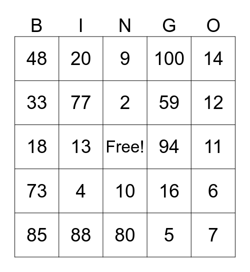 SPAN 111: Bingo Card