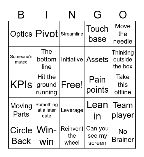meeting bingo Card