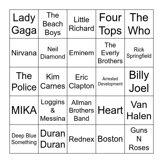 Names2 Bingo Card