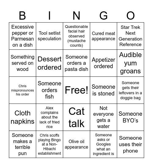 CORTO BORNGO Bingo Card
