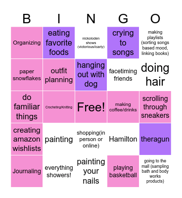 Maahi's Self Care and Skills! Bingo Card