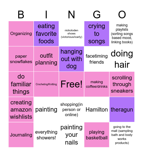 Maahi's Self Care and Skills! Bingo Card