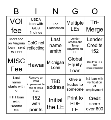 Fun Bingo Card