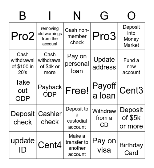TOM Bingo! Bingo Card