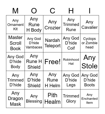 Drew's Hard Clue Bingo Card Bingo Card
