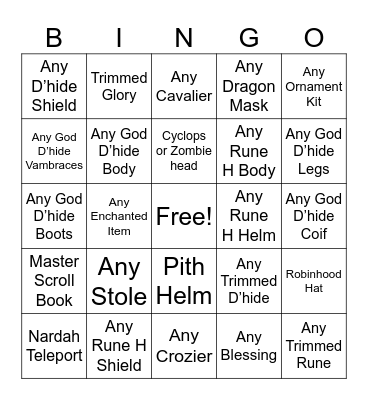 Hard Clue BINGO Card