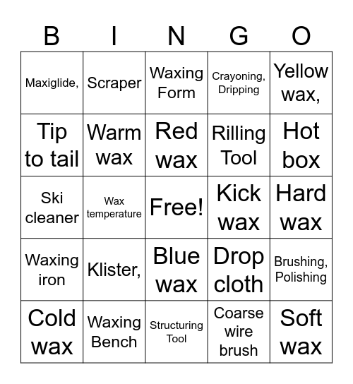 Nordic Waxing Bingo Card