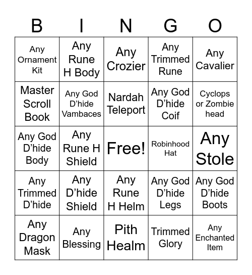 Cloo Bingoo Bingo Card