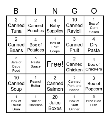 "Canuary" - Supporting the Edmonton Food Bank Bingo Card