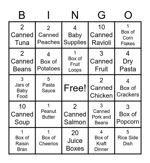 "Canuary" - Supporting the Edmonton Food Bank Bingo Card