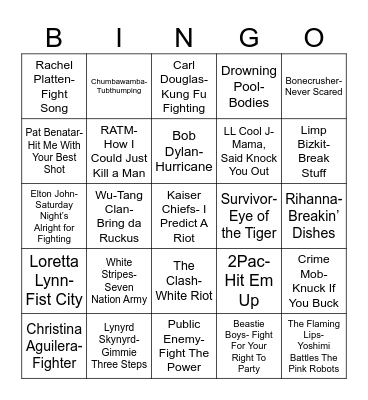 Radio Bingo Fight Club Bingo Card