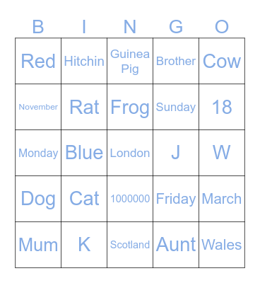 BSL Bingo Card