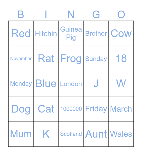 BSL Bingo Card