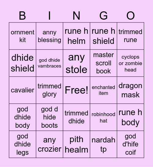 hanner clue Bingo Card