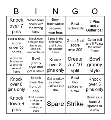 Bowling Bingo Card