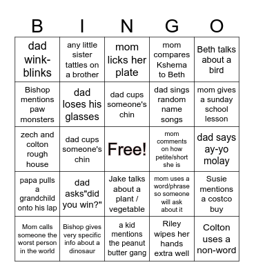 Alanoly Christmas 2023 Bingo Card