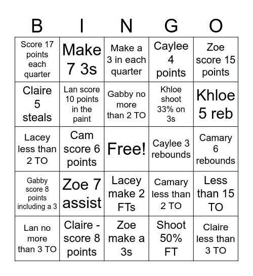 Bingo vs Shepherd Bingo Card