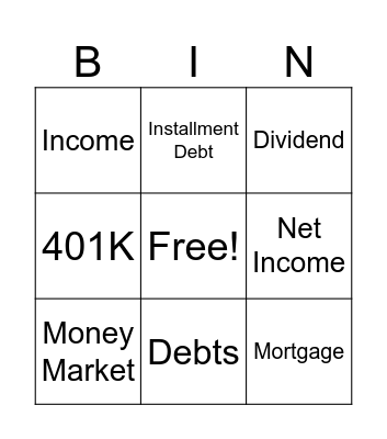 Financial Bingo Card