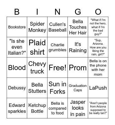 Twilight Bingo Card