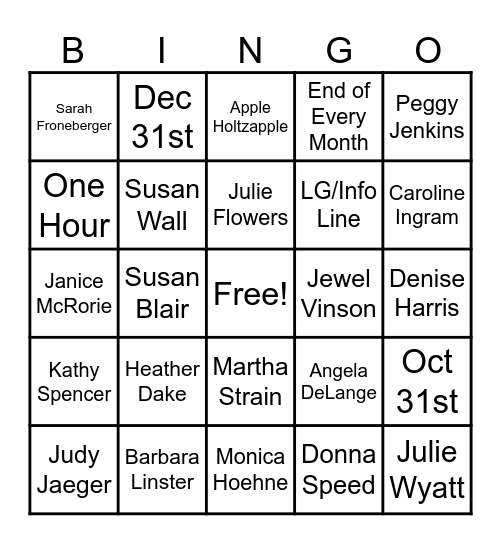 WHO AM I? Bingo Card