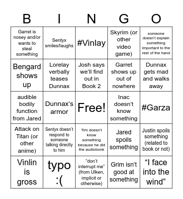 An Ocean of Others Ch 16 Bingo Card