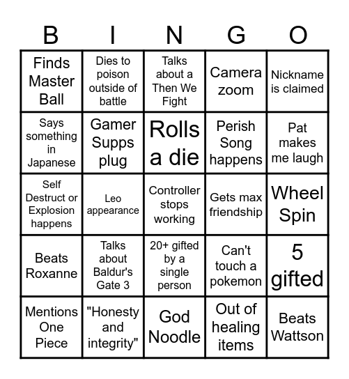 Patterrz Ironmon Bingo #3 Bingo Card