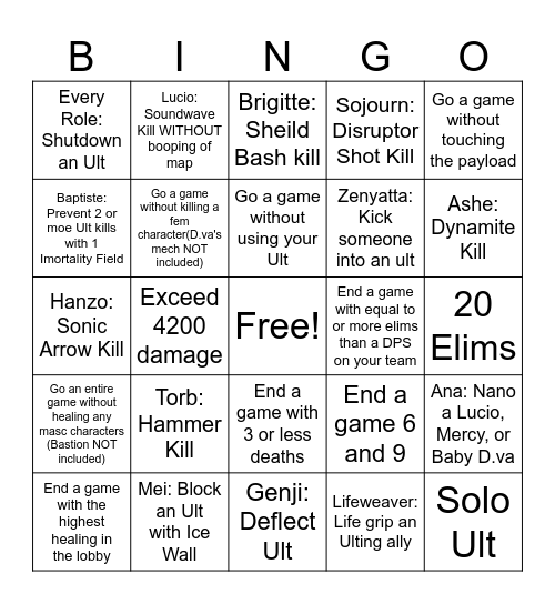 Sam's Card Bingo Card