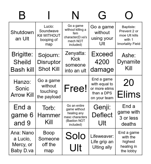 Sam's Card Bingo Card