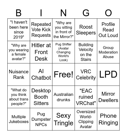 The Great Pug Bingo Card