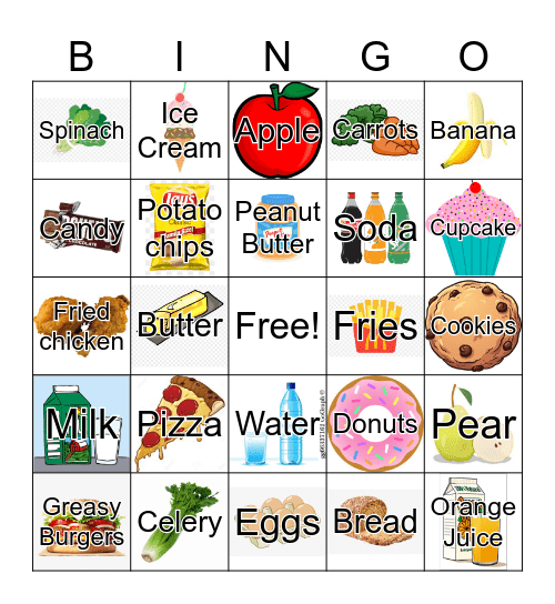 Food Bingo Card