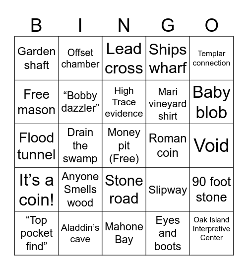 Curse of Oak Island Bingo Card