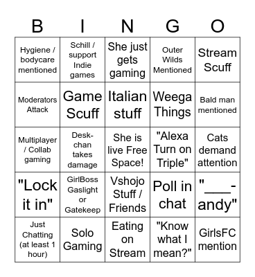 Geega Bingo Card