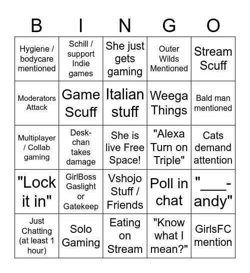 Geega Bingo Card