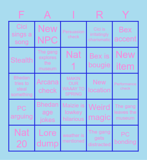 MUSEUM SHENANERY Bingo Card