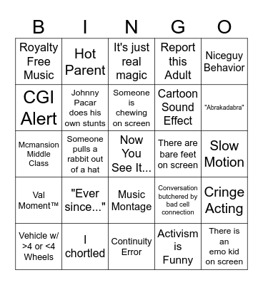 Now you see it... Bingo Card