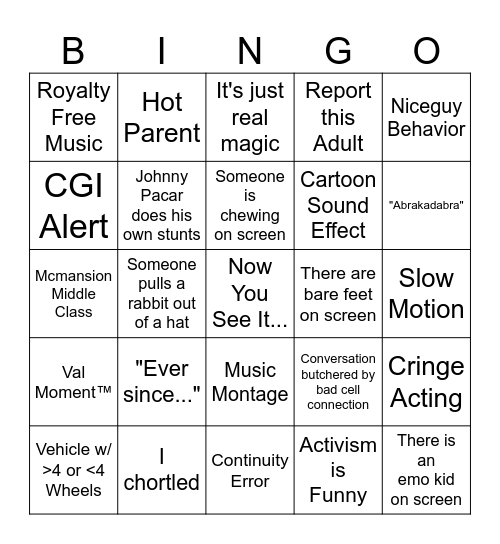 Now you see it... Bingo Card