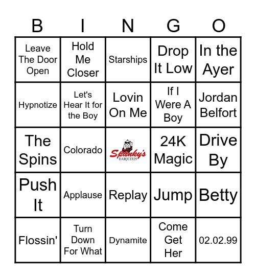 Spanky's Music Bingo 1/9/24 Bingo Card