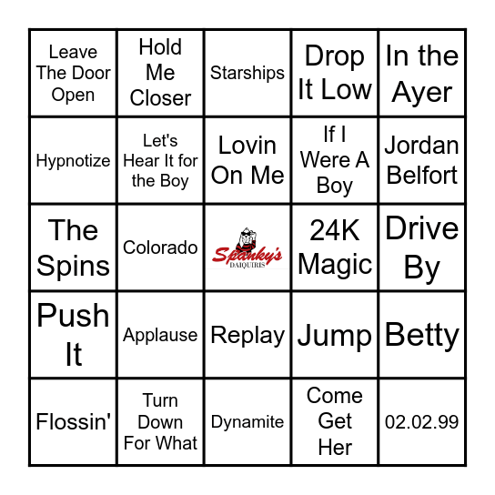 Spanky's Music Bingo 1/9/24 Bingo Card