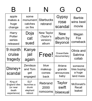 2024 Bingo Card Bingo Card