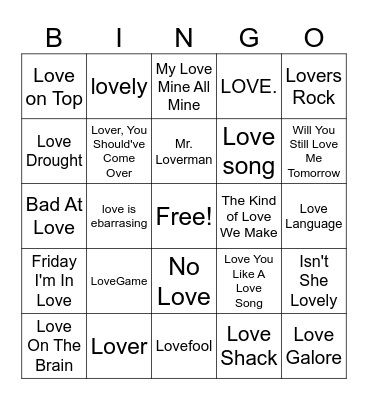 "Love Round" Bingo Card