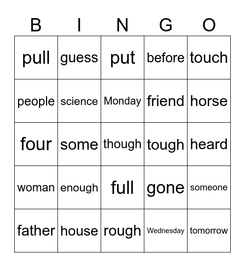 95 Bingo Card