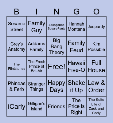 TV Show Theme Songs! Bingo Card