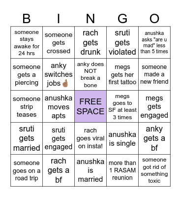 RASAM bingo🫶🏽 Bingo Card