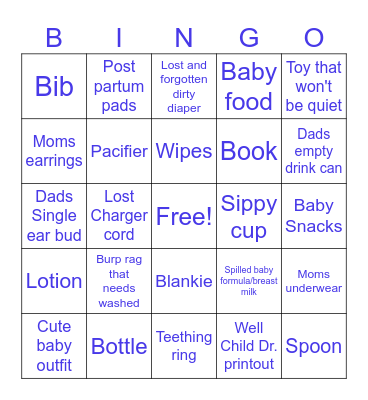 Diaper Bag Bingo- The TRUTH Bingo Card