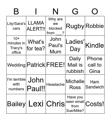 T2TL BINGO Card