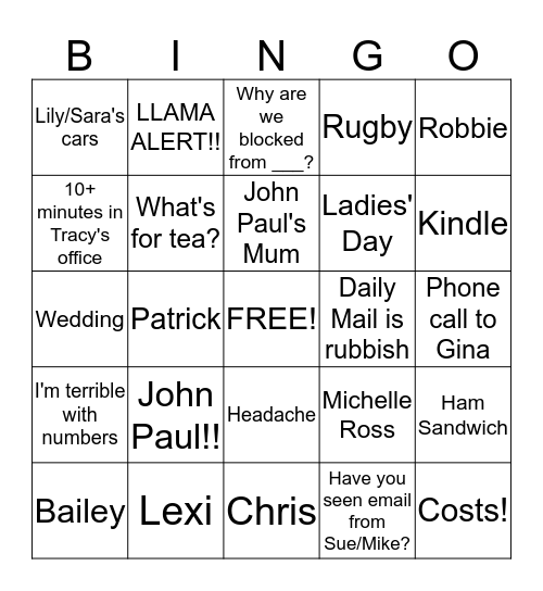 T2TL BINGO Card