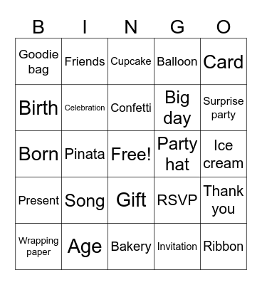 Birthday BINGO Card