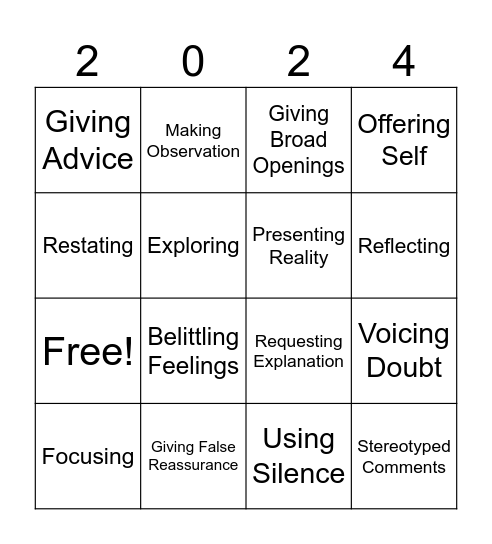 Communication Bingo Card